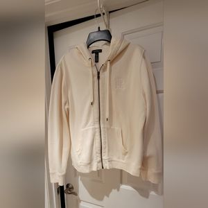 Ralph Lauren LRL White Monogram Logo Zip Up Hooded Sweatshirt